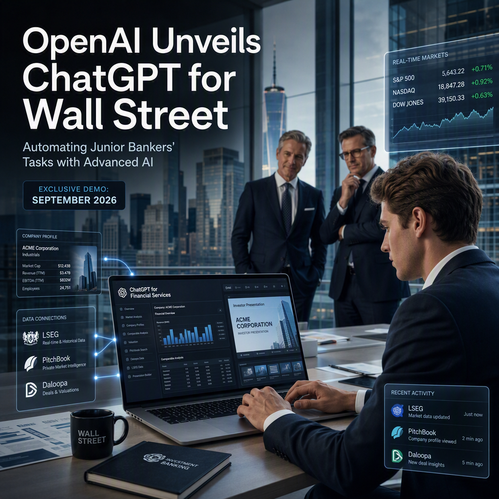 OpenAI Launches ChatGPT for Financial Services, Targeting Wall Street Junior Bankers' Tasks