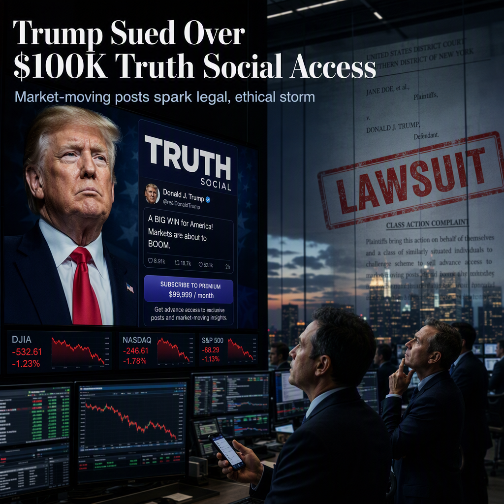 Trump Sued Over $100,000/Month Advance Access to Truth Social Posts Alleged to Move Markets