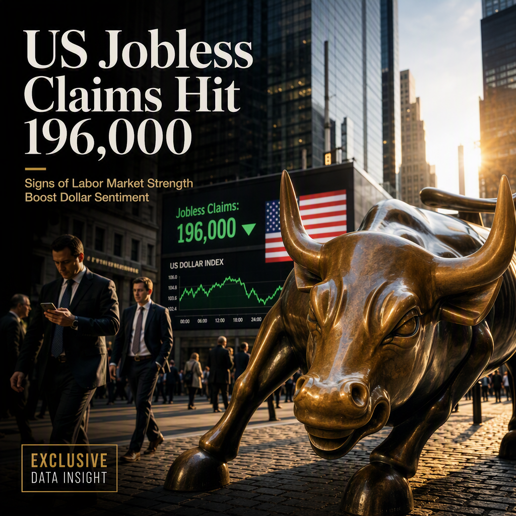 US Initial Jobless Claims Fall to 196,000, Beating Estimates and Supporting Dollar Correction