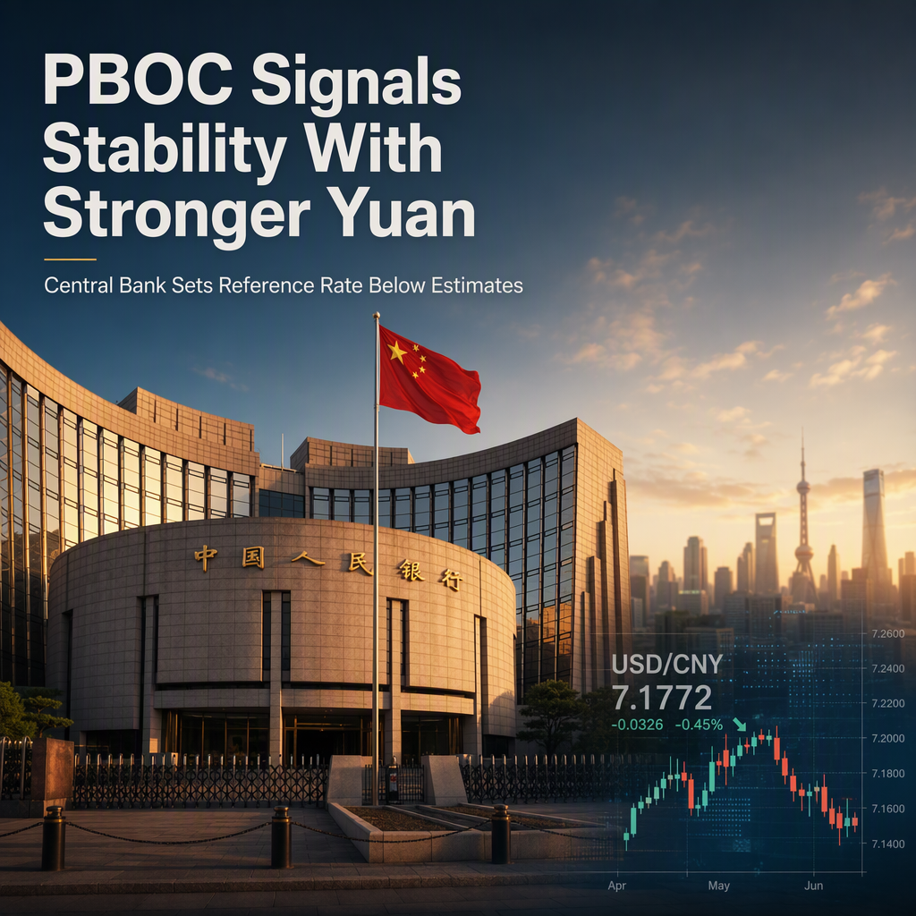 PBOC Sets Stronger USD/CNY Reference Rate at 6.7399, Below Reuters Estimate