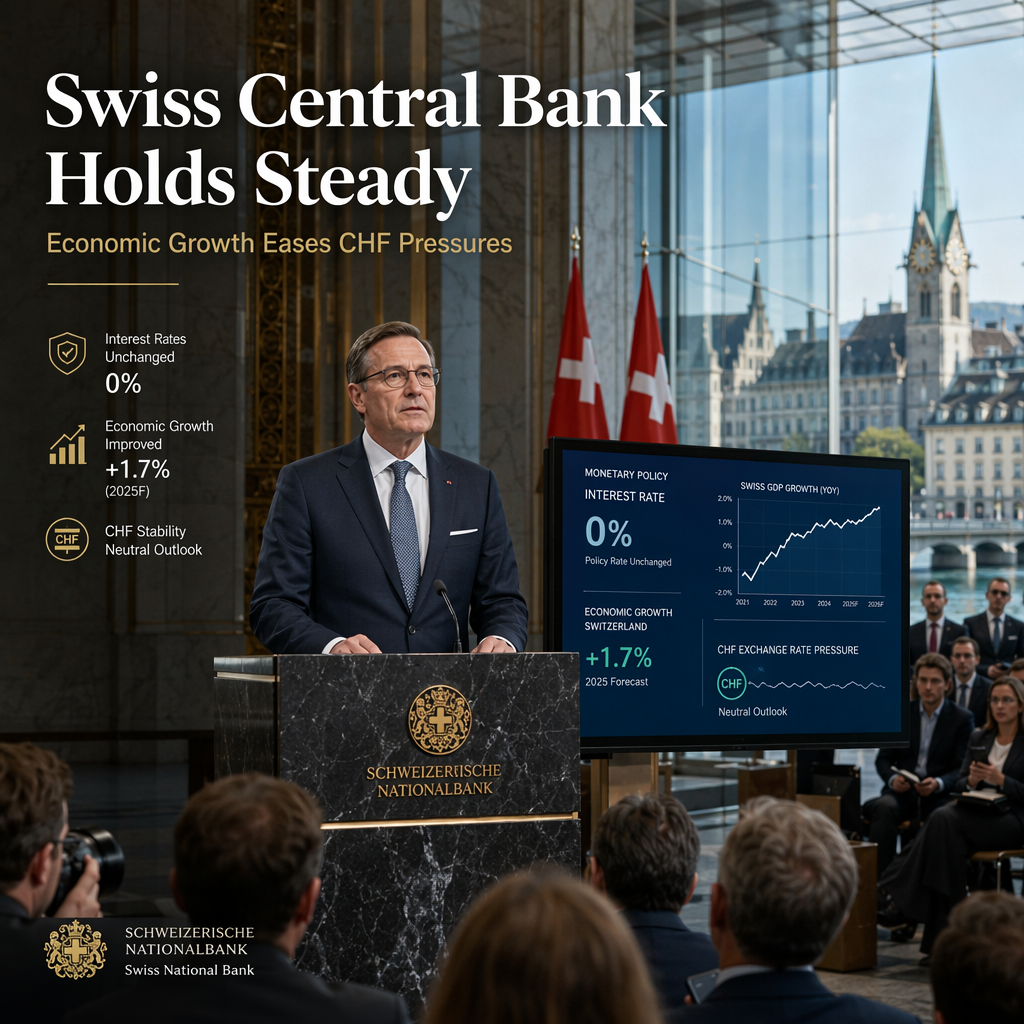 Swiss National Bank Expected to Hold Rates Steady Amid Improved Growth and Eased CHF Pressures