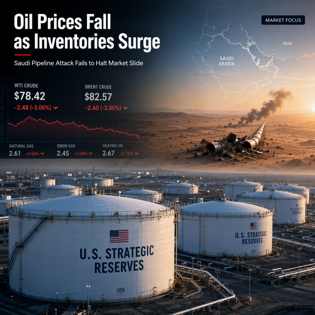 Oil Prices Drop as U.S. Inventories Rise Despite Saudi Pipeline Attack