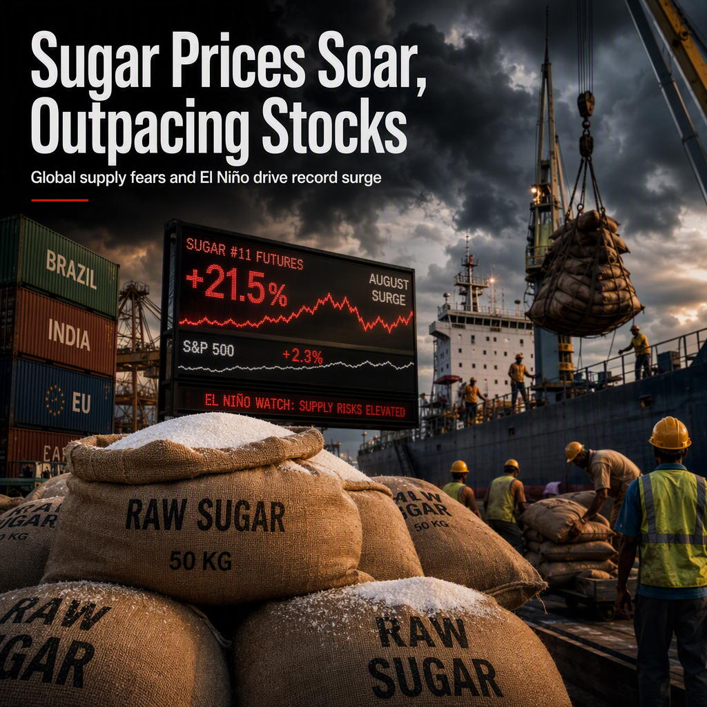 Sugar Prices Surge 21.5% in August, Outpacing Stock Market Amid Global Supply Concerns