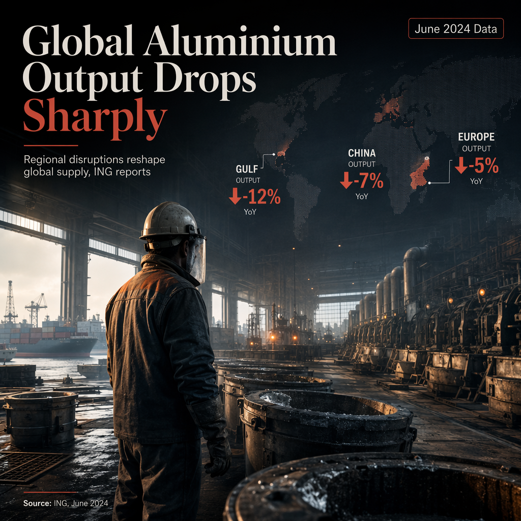 Global Aluminium Output Falls in June Amid Regional Disruptions, ING Reports