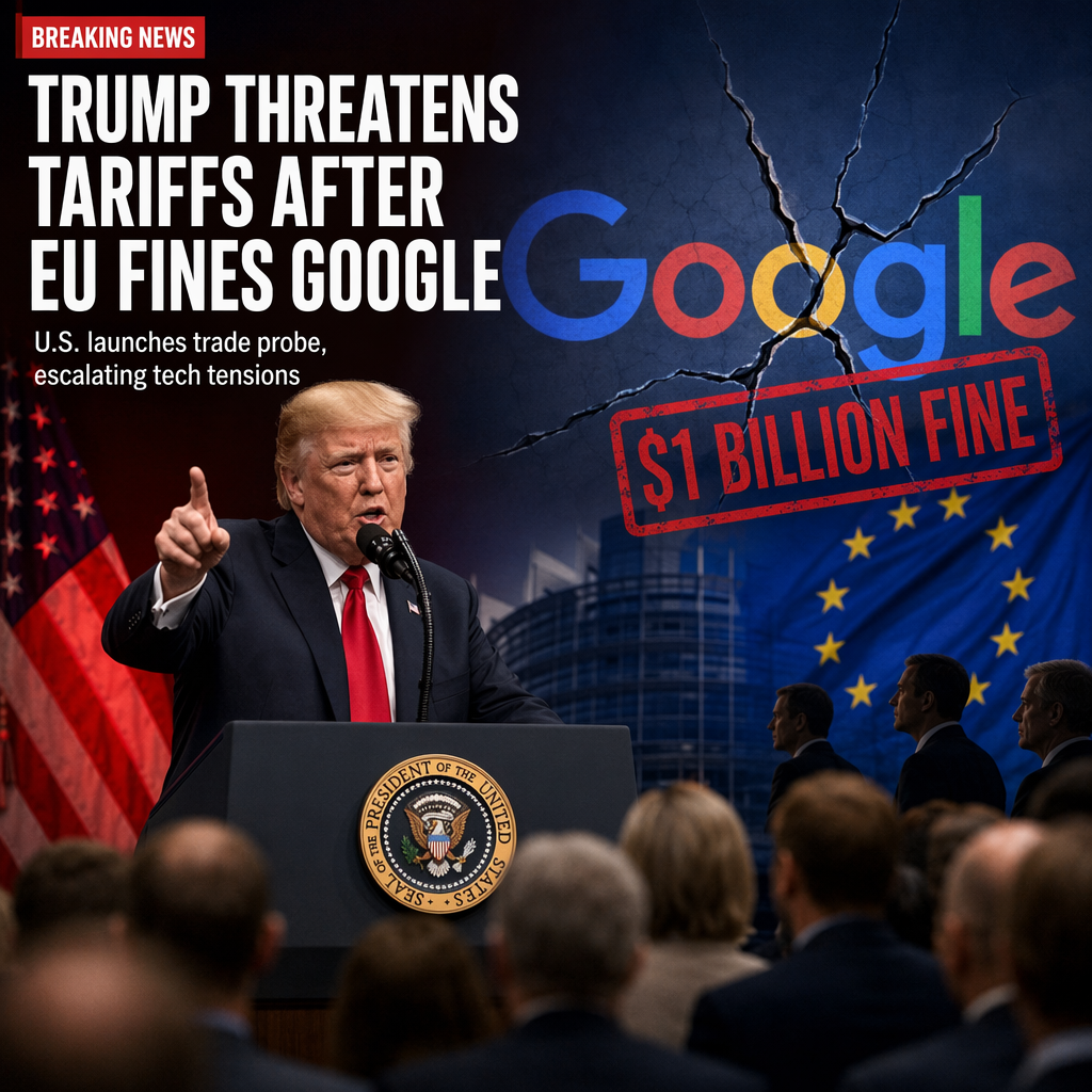 Trump Threatens 'Substantial' Tariffs on EU Over $1 Billion Google Fine, Launches Trade Probe