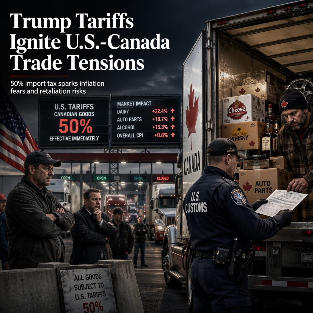 Trump Imposes 50% Tariffs on Canadian Goods, Sparking Fears of Inflation and Trade Retaliation