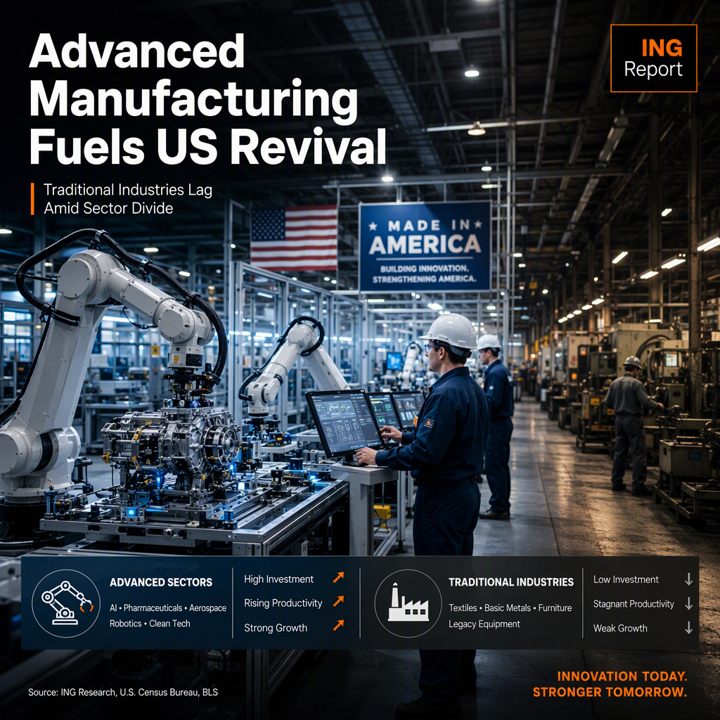 US Manufacturing Sees Uneven Revival Led by Advanced Sectors, ING Reports