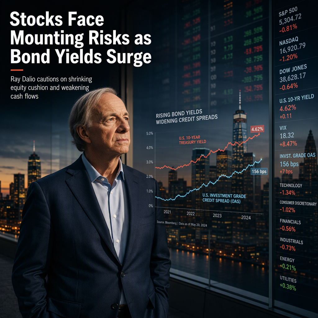 Ray Dalio Warns Shrinking Cushion Leaves Stocks Vulnerable Amid Rising Bond Yields