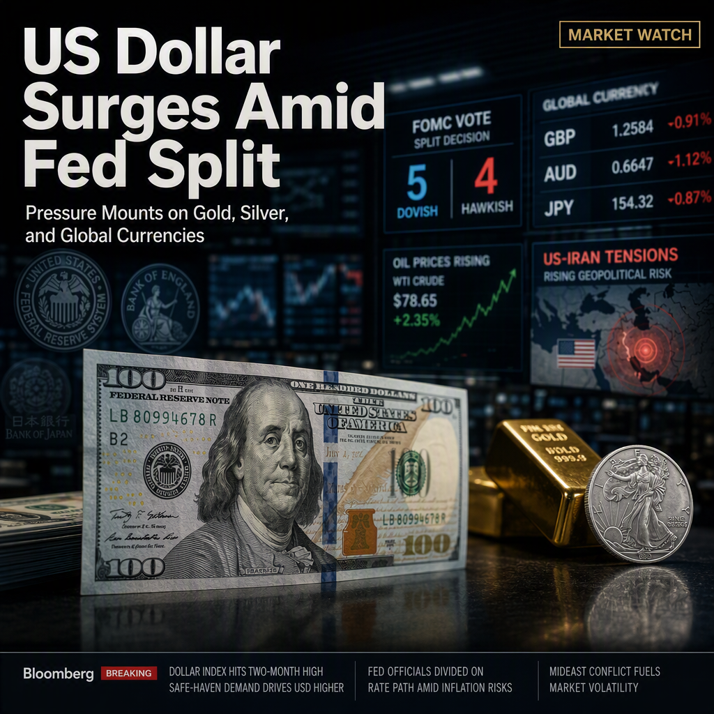 US Dollar Rebounds on Fed Policy Split and Geopolitical Tensions, Pressuring Gold, Silver, and Major Currencies