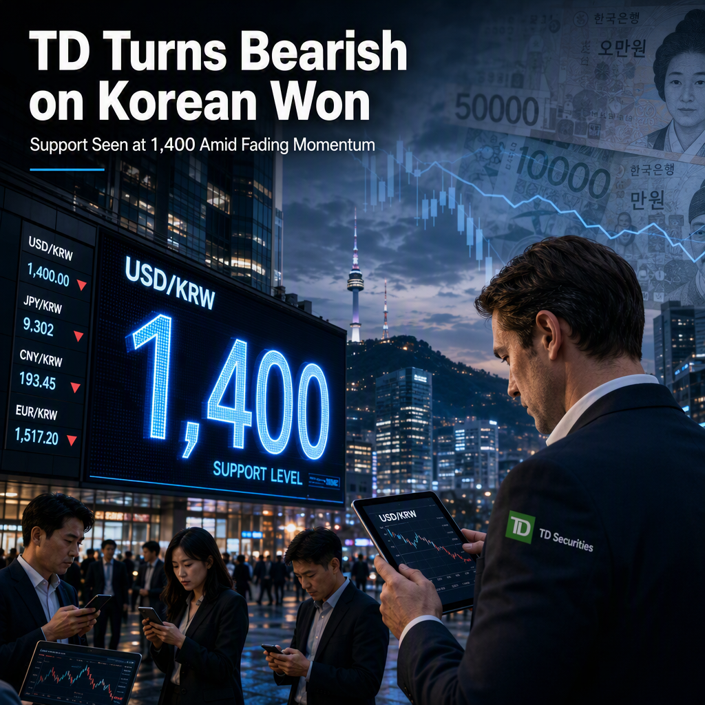 TD Securities Turns Bearish on Korean Won, Sees Support at 1,400 Amid Fading Momentum