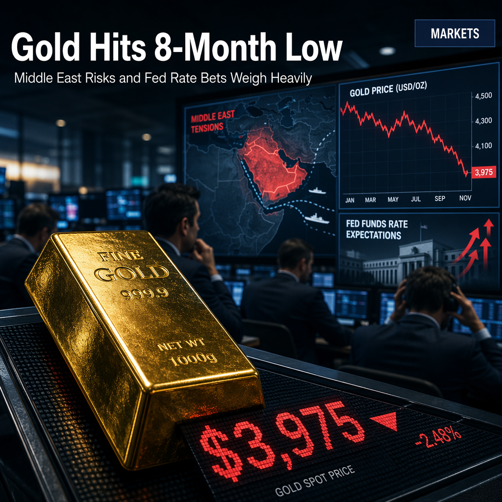 Gold Plunges to Eight-Month Low Below $4,000 Amid Middle East Tensions and US Rate Hike Expectations