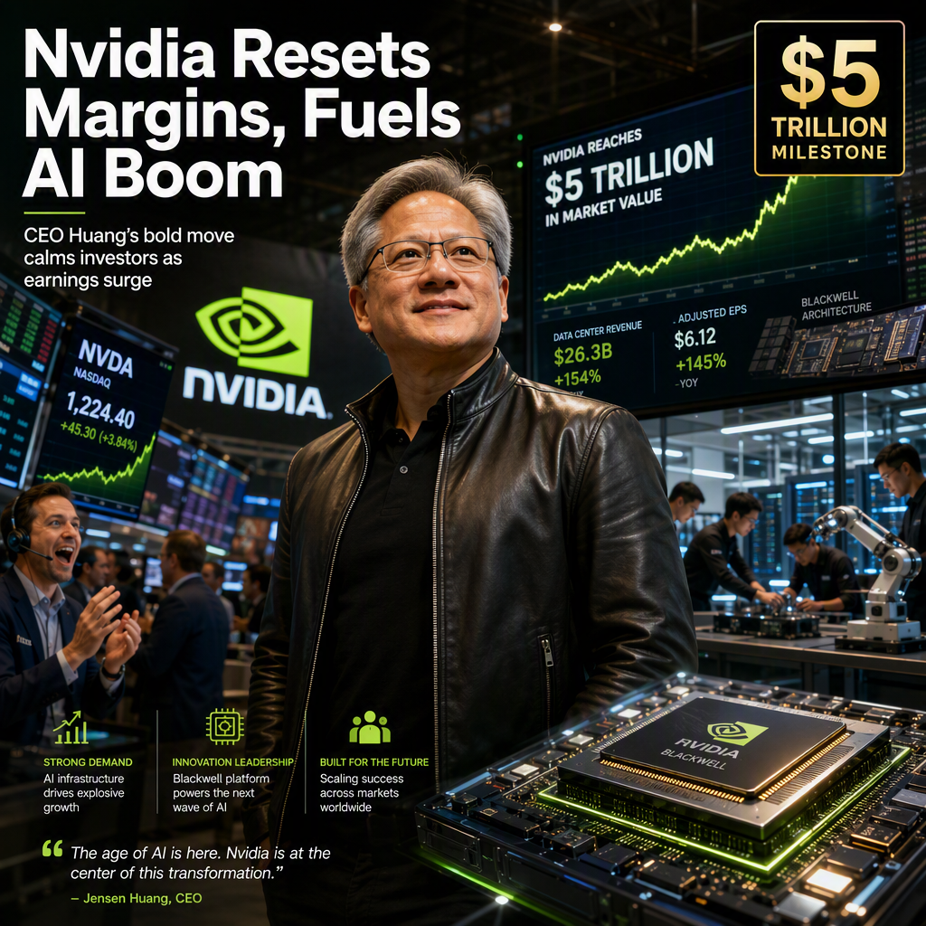 Nvidia CEO Jensen Huang Resets Gross Margin Expectations Amid Strong AI Demand and Earnings Beat