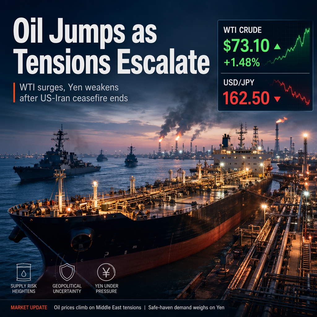WTI Oil Surges and Yen Weakens as US-Iran Tensions Escalate After Trump Ends Ceasefire