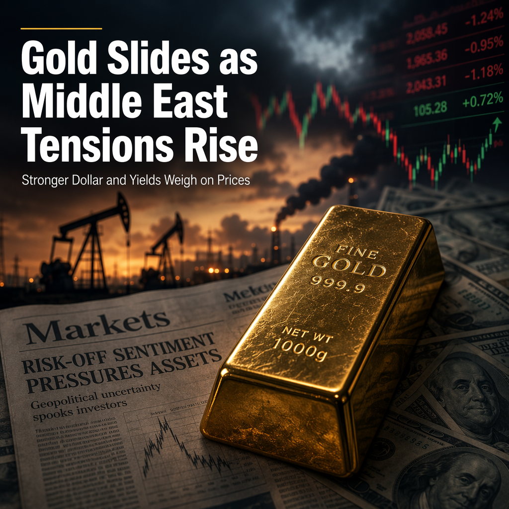 Gold Slips as Middle East Tensions Boost US Dollar and Yields
