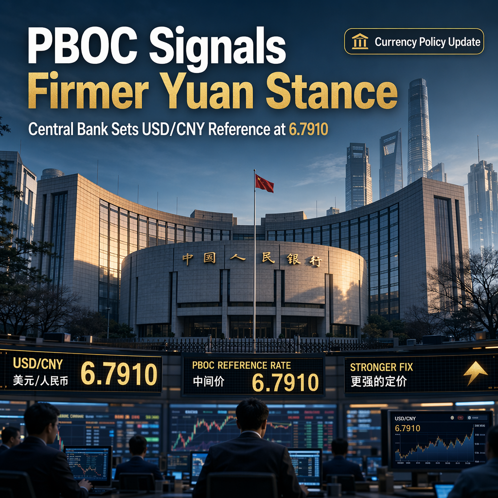 PBOC Sets Stronger USD/CNY Reference Rate at 6.7910, Below Reuters Estimate