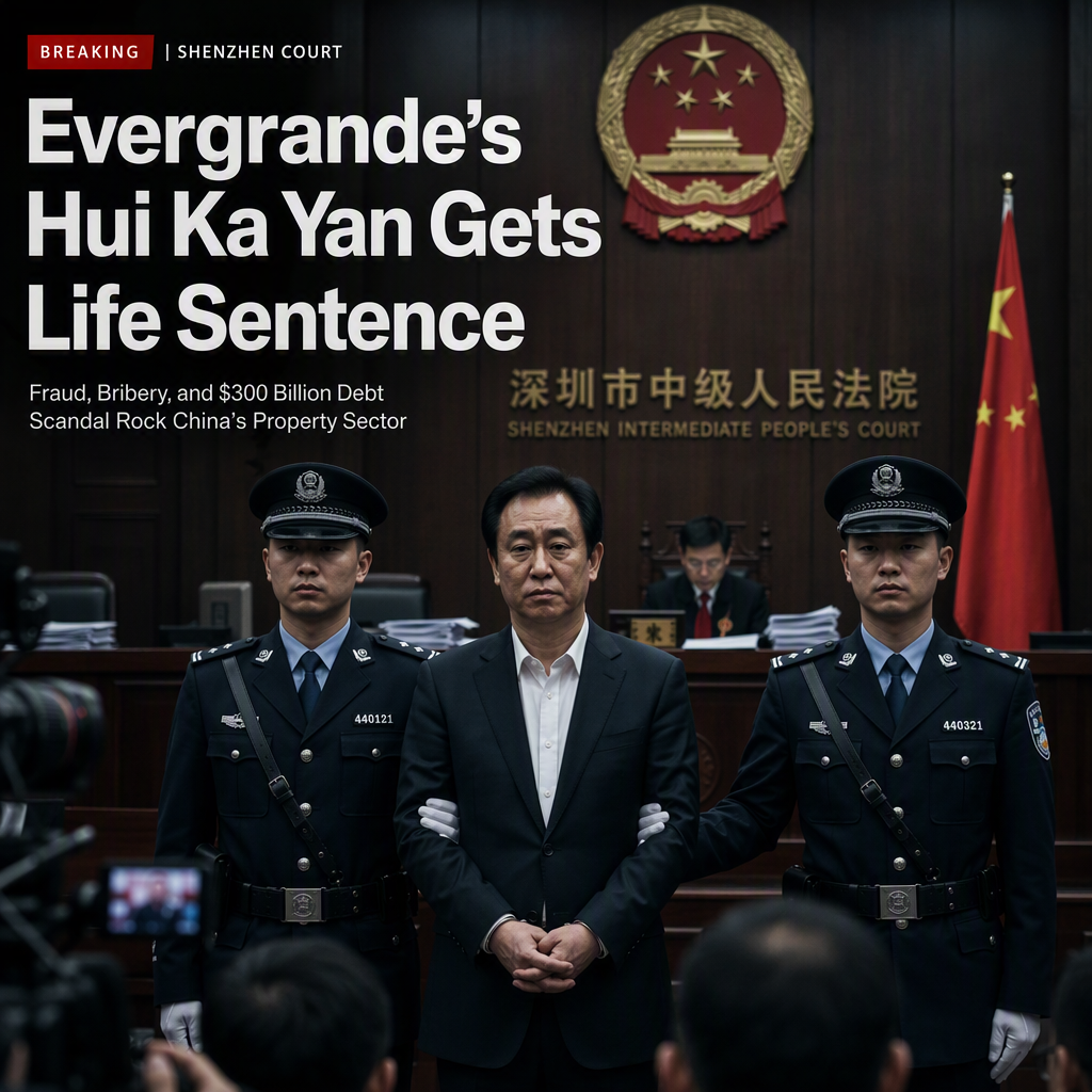 Evergrande Founder Hui Ka Yan Sentenced to Life in Prison for Fraud and Bribery Amid $300 Billion Debt Scandal