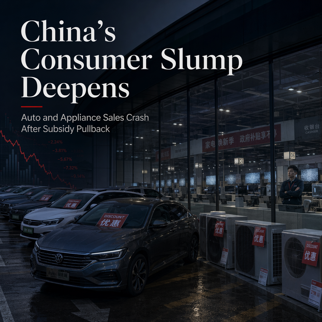 China's Auto and Appliance Sales Plunge as Subsidy Pullback Tests Policy Response