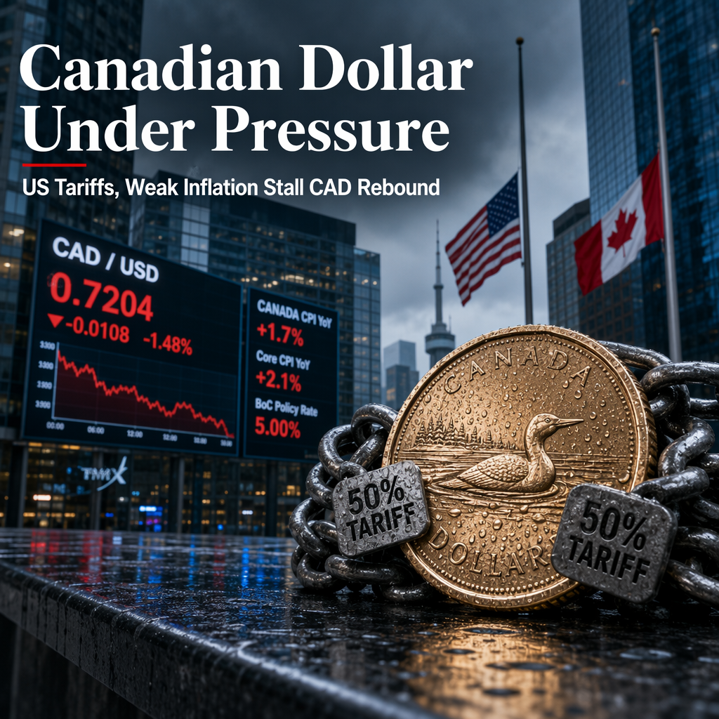 Canadian Dollar Slides as US Imposes 50% Tariffs and Inflation Softens