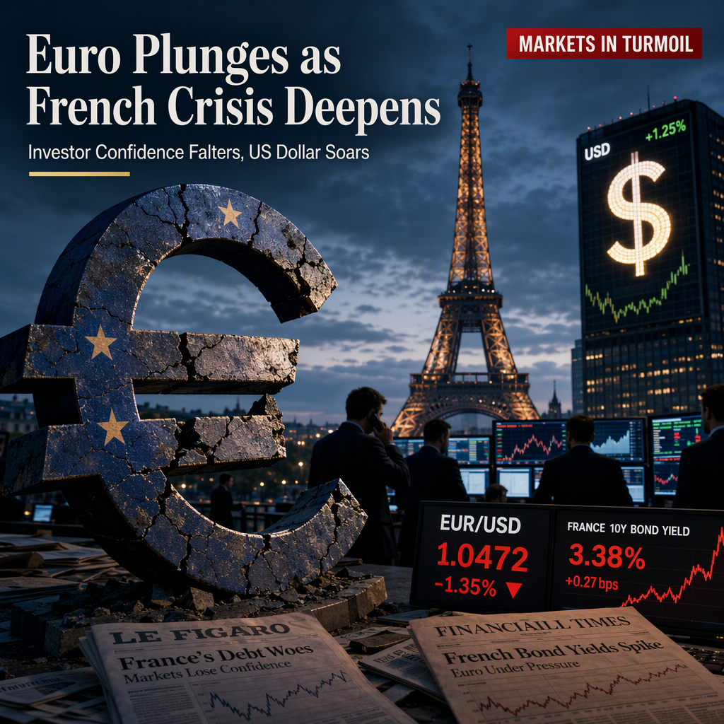 Euro Slides Amid French Fiscal Crisis and Weak Investor Confidence, US Dollar Hits New Highs