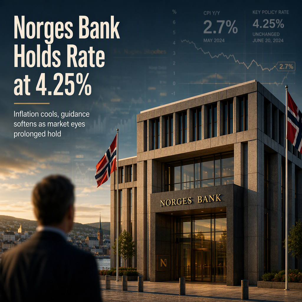 Norges Bank Softens Hawkish Stance, Holds Policy Rate at 4.25% Amid Cooling Inflation