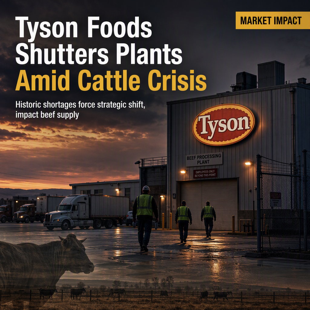 Tyson Foods Shutters Two Plants, Seeks Sale of Third Amid Historic U.S. Cattle Shortage