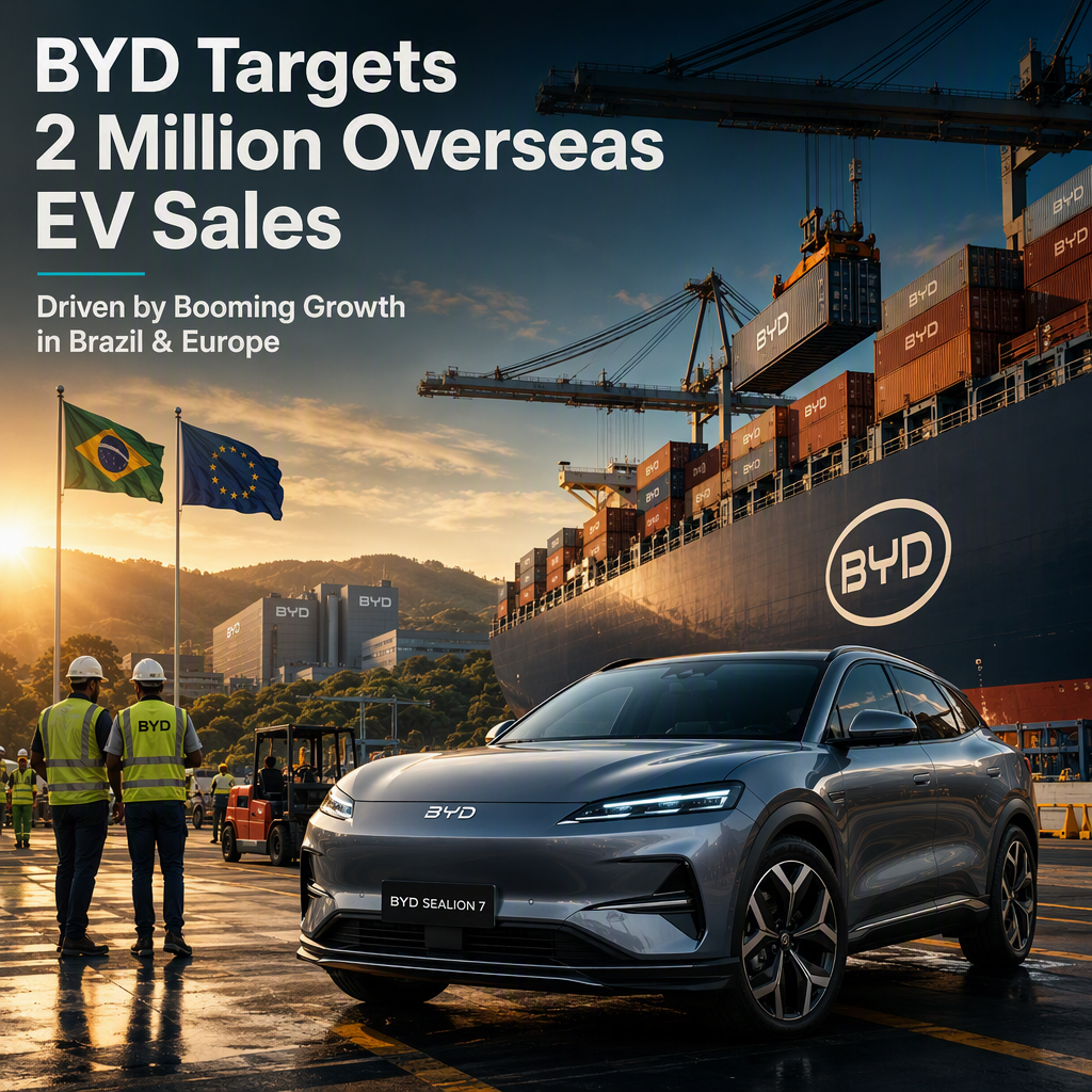 BYD Sets Ambitious Overseas Sales Target of 2 Million EVs for 2026 After Strong Growth in Brazil and Europe