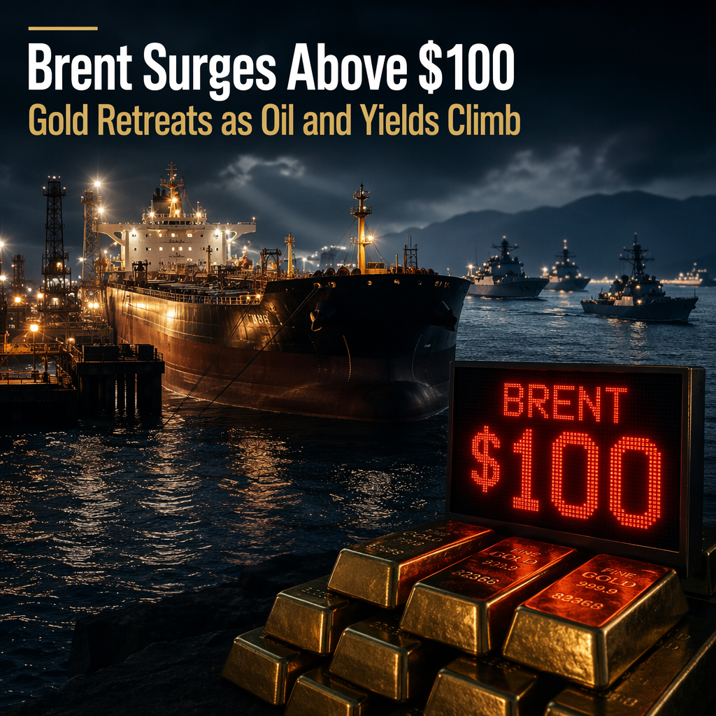 Brent Surges Above $100 Amid Escalating Middle East Tensions, Gold Retreats as Oil and Yields Climb