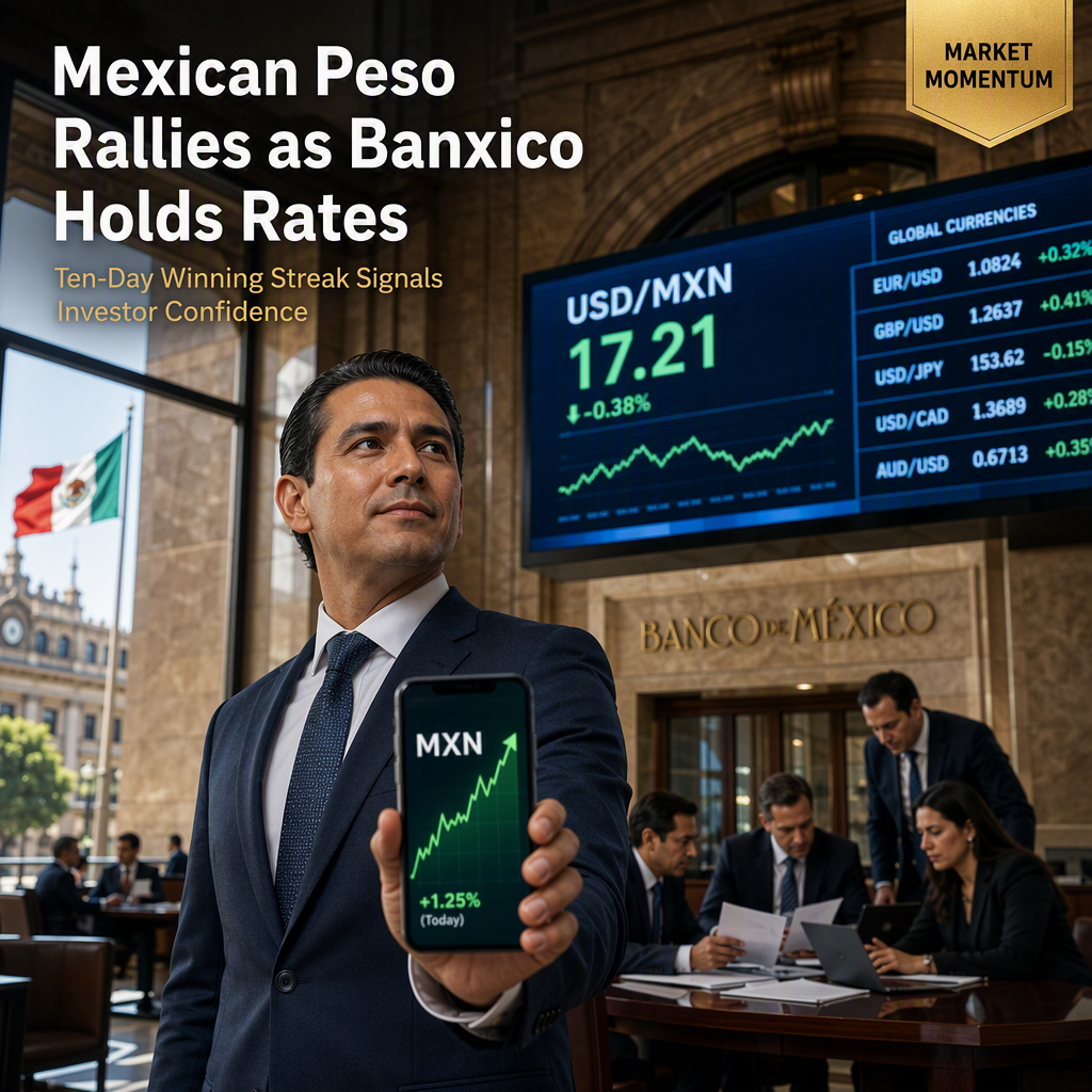 Mexican Peso Extends 10-Day Rally as Banxico Holds Rates Steady at 6.50%
