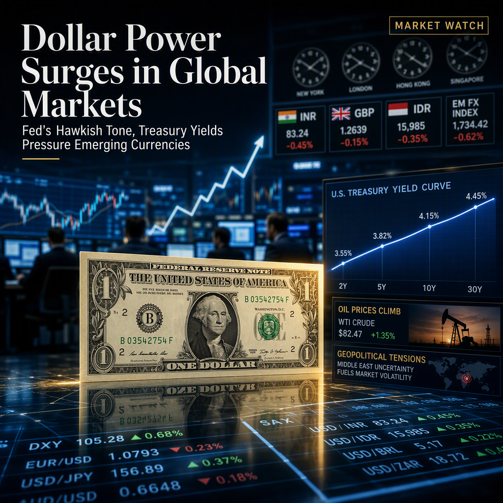 US Dollar Strengthens Amid Hawkish Fed Signals and Rising Treasury Yields, Pressuring Emerging Market Currencies
