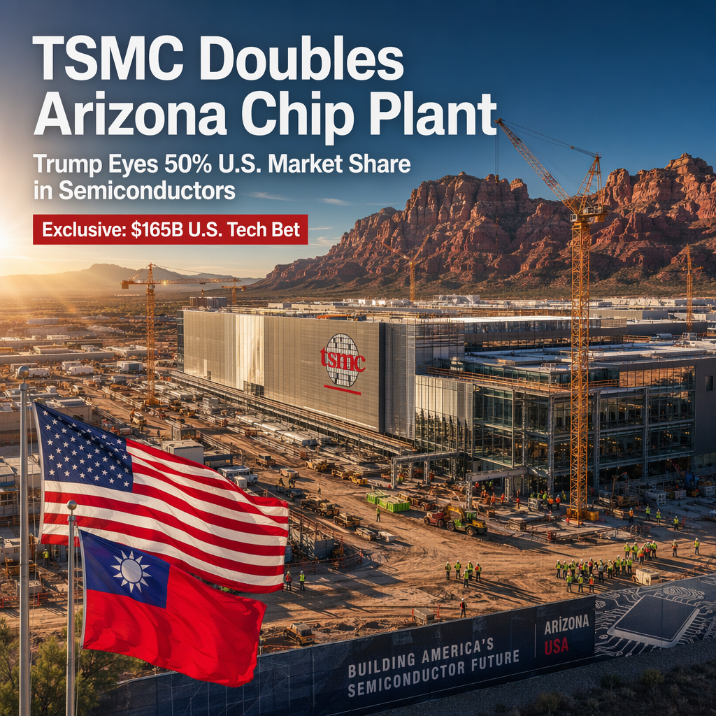 Trump Announces Taiwan Doubling Arizona Chip Plant, Cites Potential for 50% U.S. Market Share