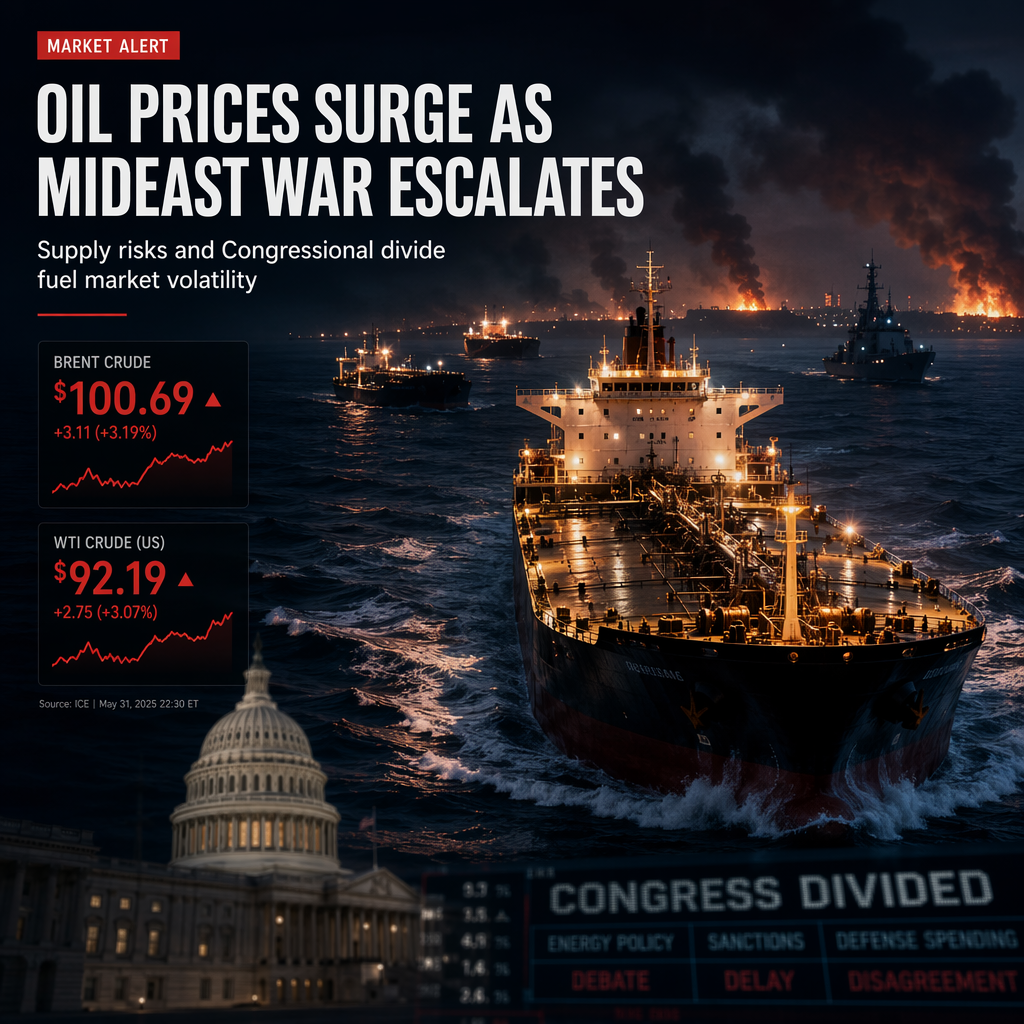 Oil Prices Hit Two-Month Highs Amid Iran War Escalation and Congressional Division