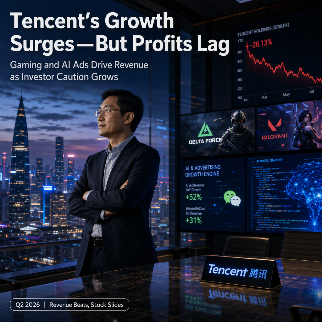 Tencent Surpasses Q2 Revenue Estimates on Gaming and AI Ads Surge, But Profit Falls Short