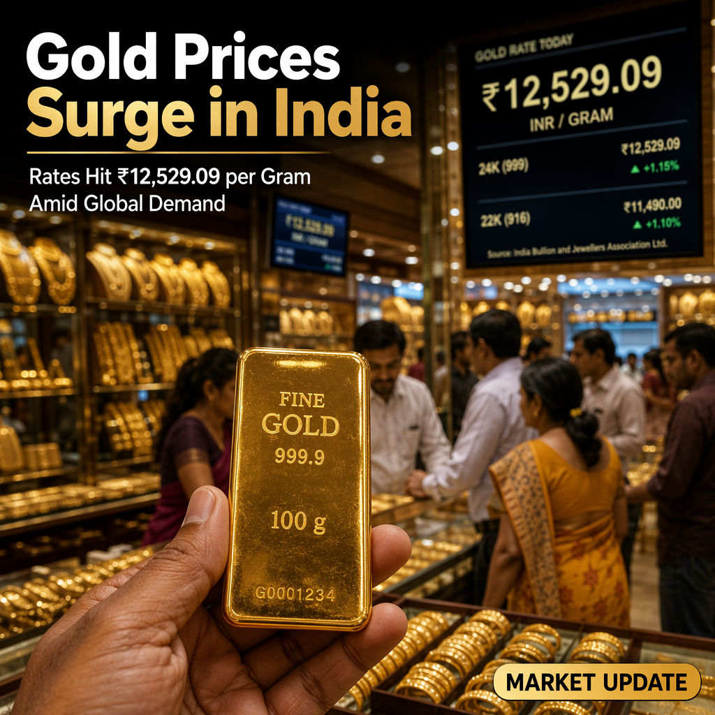 Gold Prices Climb in India, Reaching INR 12,529.09 per Gram
