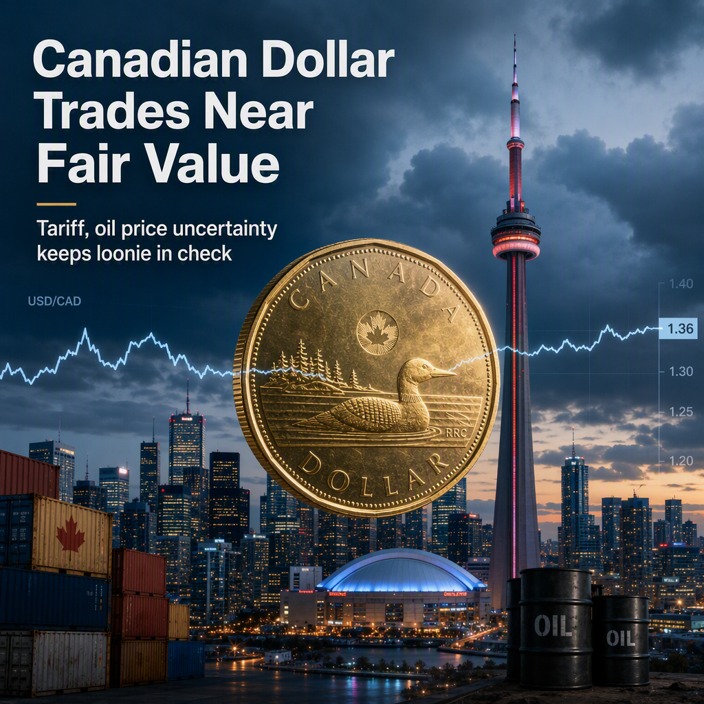 Canadian Dollar Trades Near Fair Value Amid Tariff Uncertainty and Weaker Oil Prices