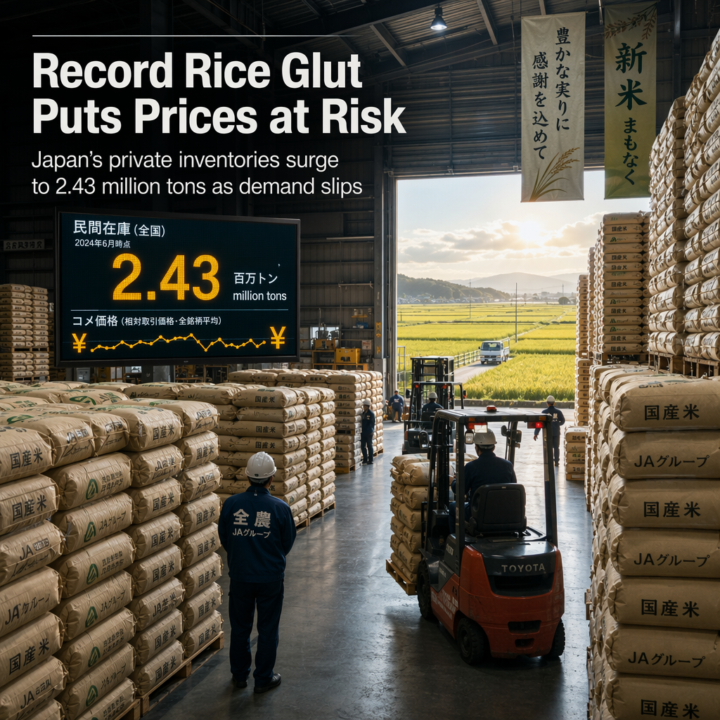 Japan's Private Rice Inventories Hit Record High of 2.43 Million Tons, Raising Price Pressure