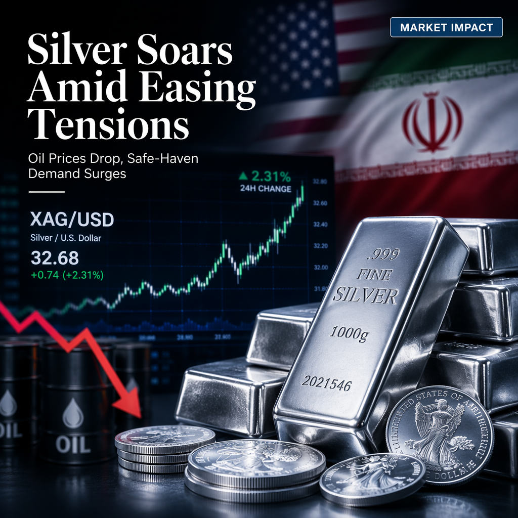 Silver Surges Over 2% as US-Iran De-escalation and Falling Oil Prices Boost Safe-Haven Demand
