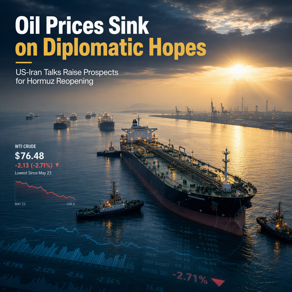 WTI Oil Falls to Two-Week Low as US-Iran Talks Raise Hopes for Strait of Hormuz Reopening