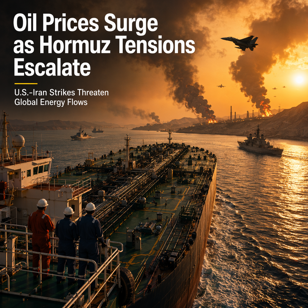 Oil Prices Surge Amid U.S.-Iran Strikes and Disputed Control of Strait of Hormuz