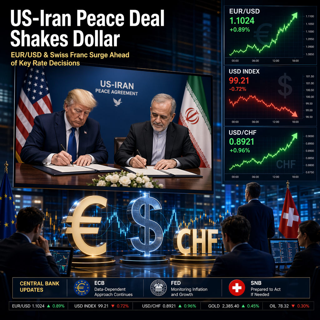 US-Iran Peace Deal Weakens US Dollar, Boosts EUR/USD and Swiss Franc Ahead of Key Central Bank Decisions