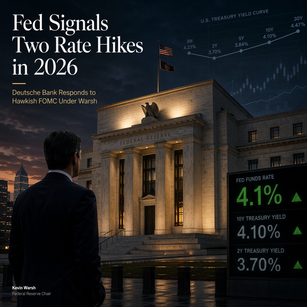 Deutsche Bank Sees Fed Hiking Rates Twice in 2026 After Hawkish FOMC Under New Chair Warsh