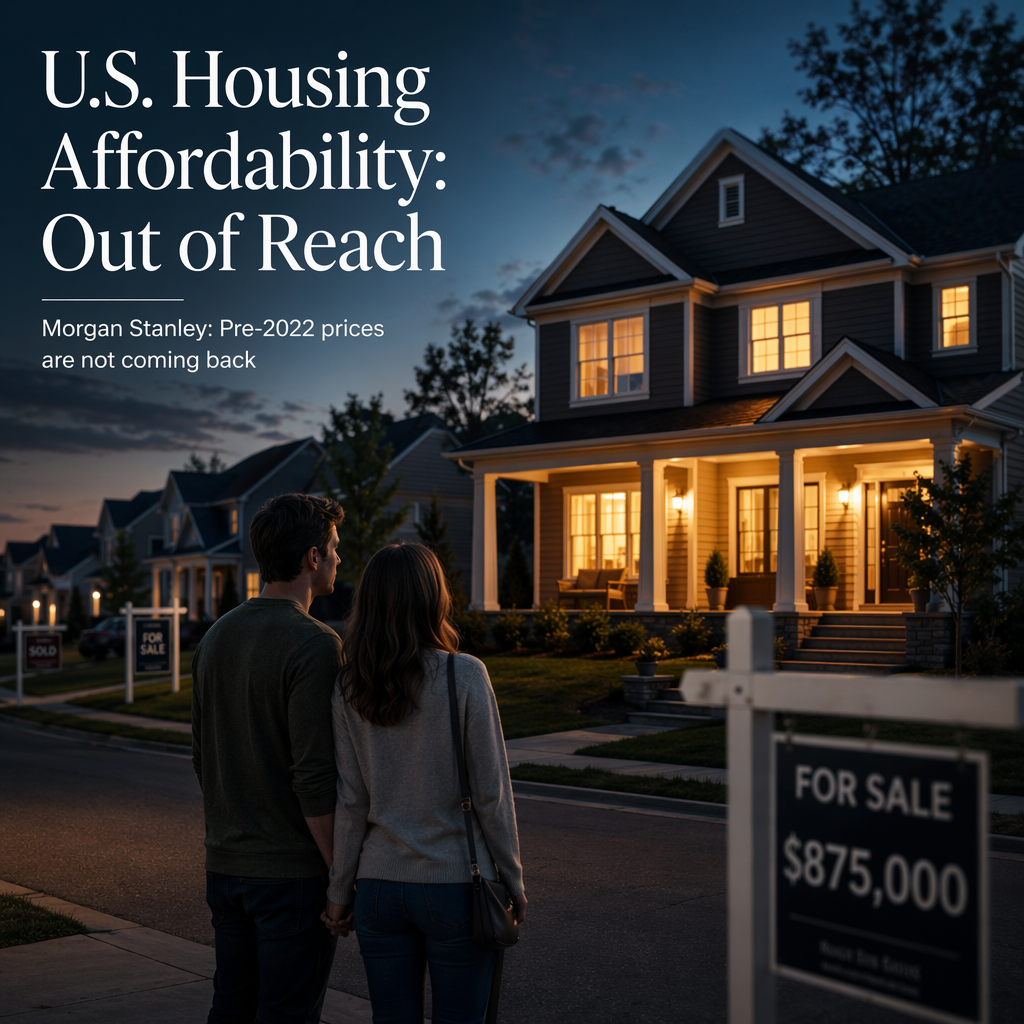 Morgan Stanley Economist Warns U.S. Housing Affordability Unlikely to Return to Pre-2022 Levels