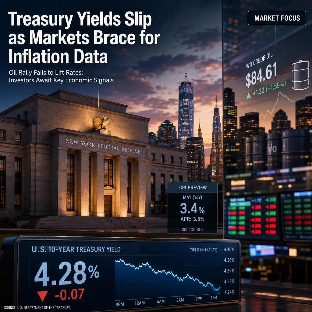 US Treasury Yields Dip as Investors Await Inflation Data Amid Oil Rally
