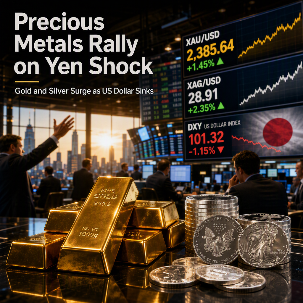 Silver and Gold Surge as Suspected Yen Intervention Weakens US Dollar