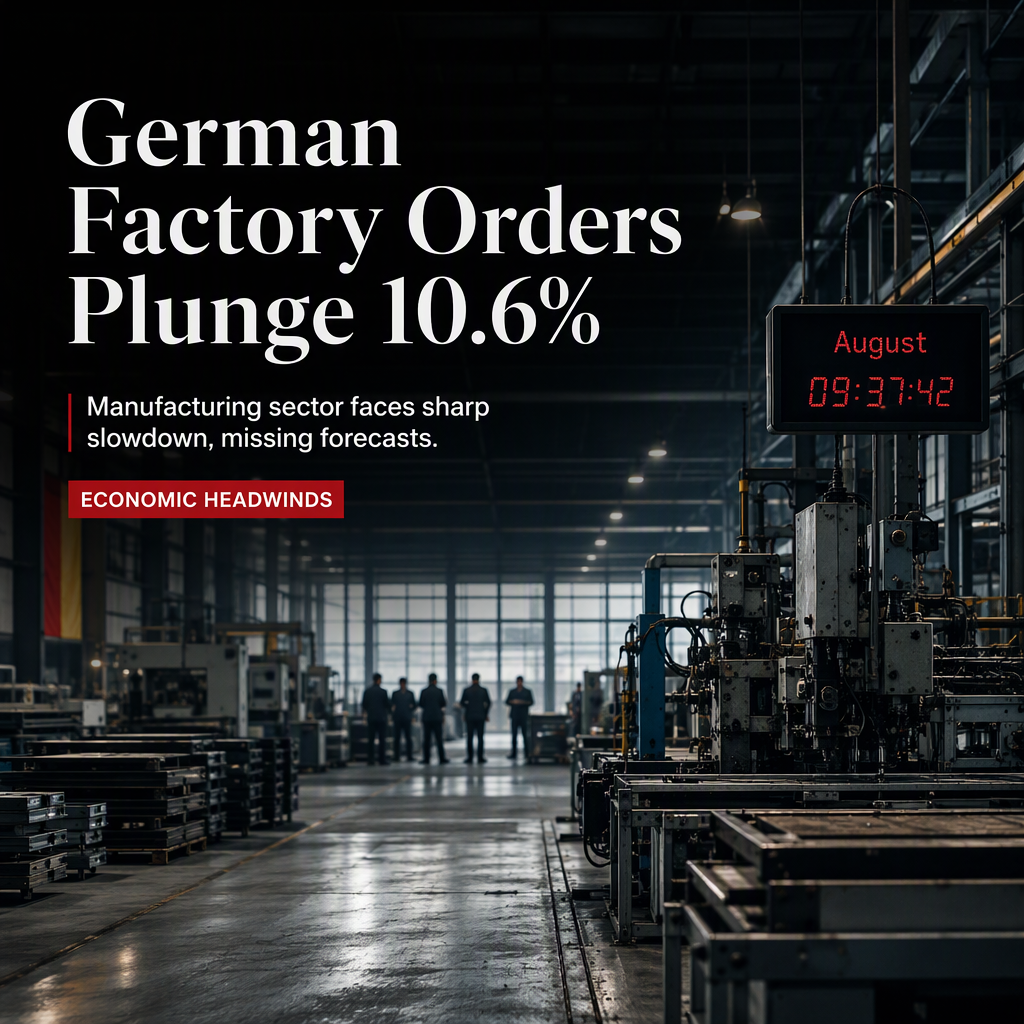 Germany's Factory Orders Plunge 10.6% in August, Sharply Missing Estimates
