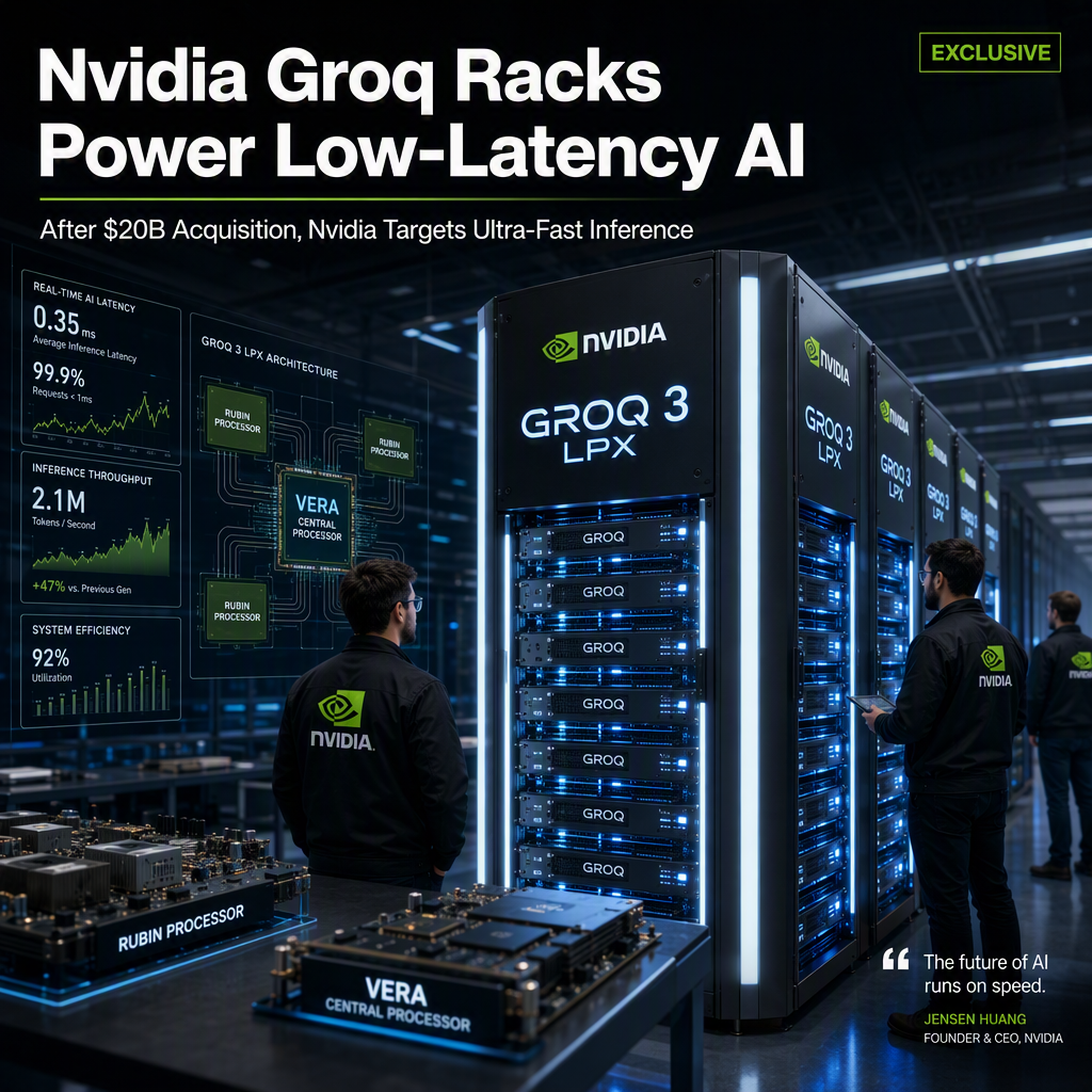 Nvidia Launches Groq 3 LPX Racks After $20 Billion Acquisition, Targets Low-Latency AI Market