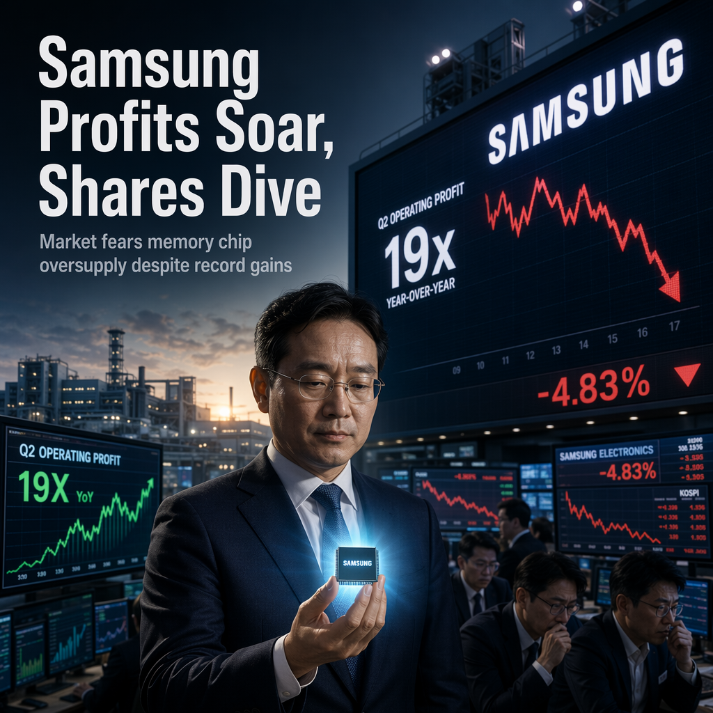 Samsung's Q2 Profit Surges 19-Fold, But Shares Plunge on Memory Chip Oversupply Fears