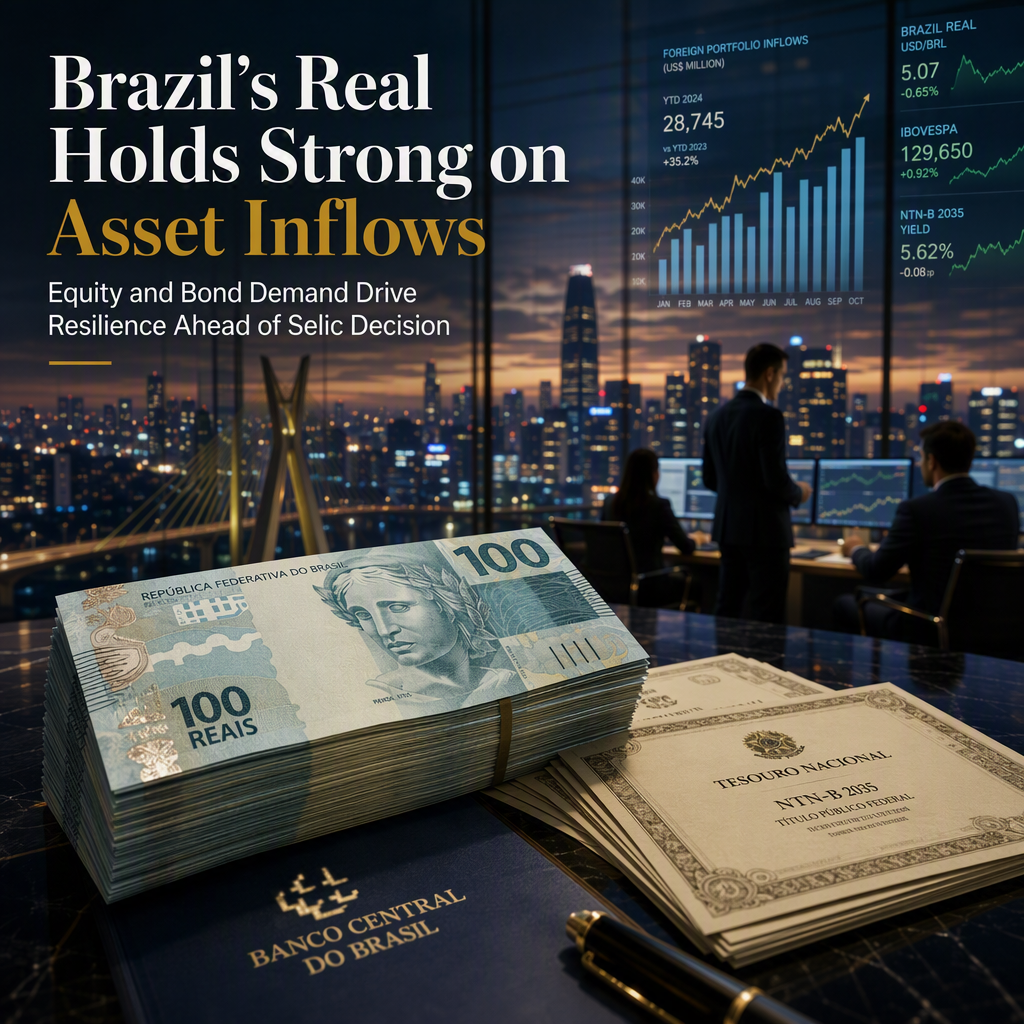 Brazilian Real Supported by Strong Portfolio Inflows Ahead of Selic Rate Decision, Says BNY