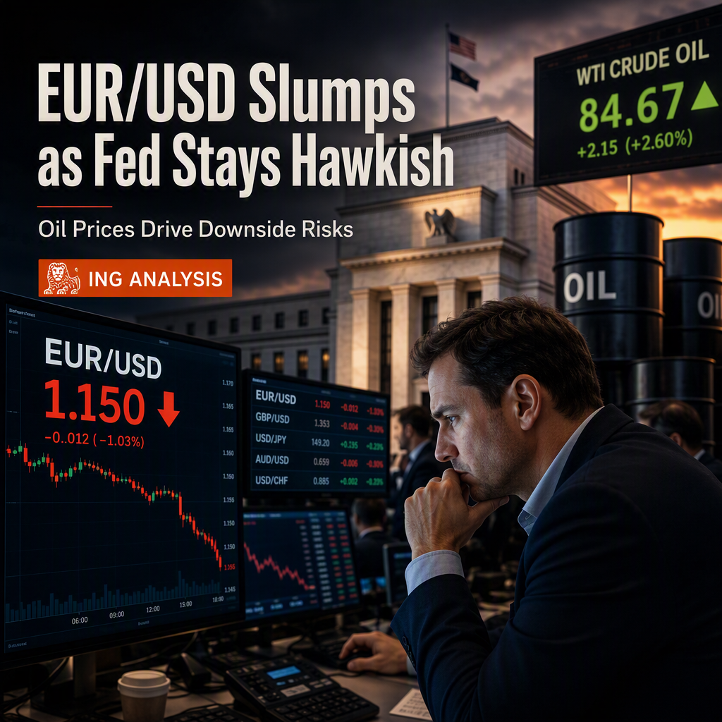 EUR/USD Fair Value Drops Amid Hawkish Fed and Rising Oil Prices, Says ING