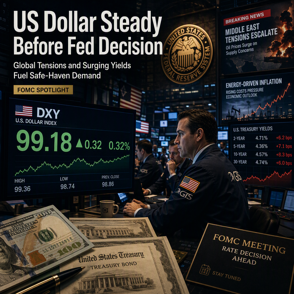 US Dollar Holds Firm Ahead of Fed Rate Decision Amid Geopolitical Tensions and Treasury Yield Surge