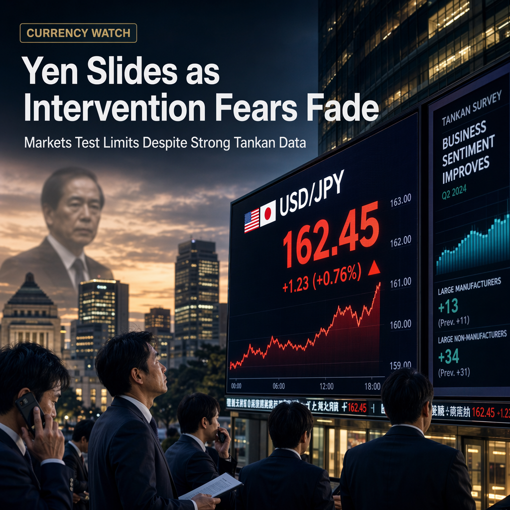 Japanese Yen Weakens as Intervention Fears Fade Despite Strong Tankan Data